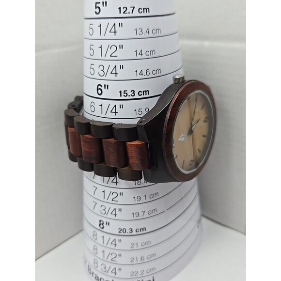 Treehut Wood Wrist Watch Red Ebony Maple Dial Quartz Minimalist New Battery 45mm - Picture 6 of 12